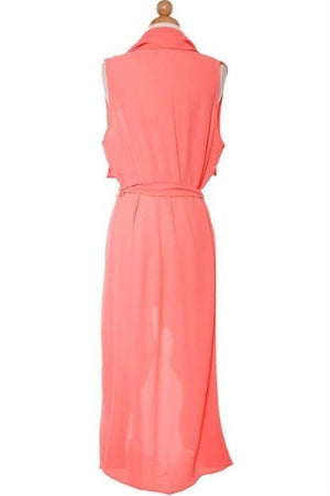 Neon Coral Sleeveless Duster