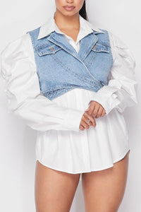In-Vested Denim Button Up