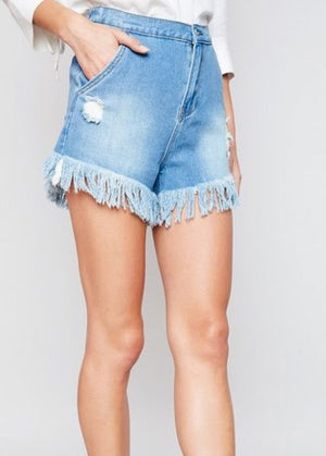 Ripped and Fringed Shorts