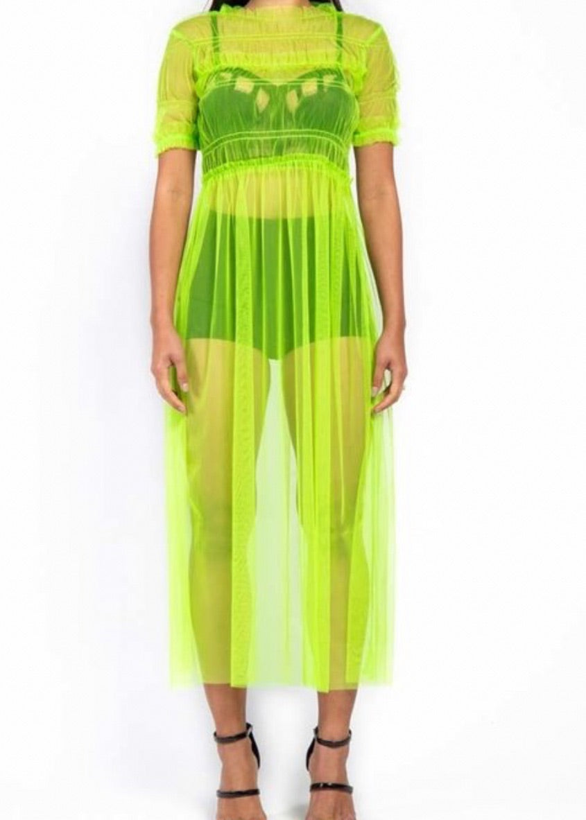 Neon Green Babydoll Dress