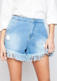 Ripped and Fringed Shorts