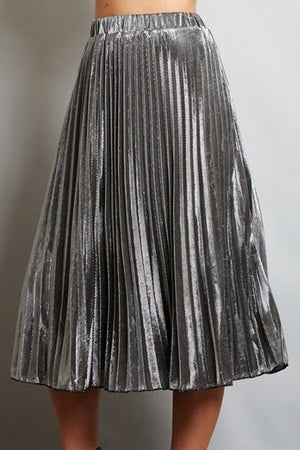 Silver Metallic Midi Skirt