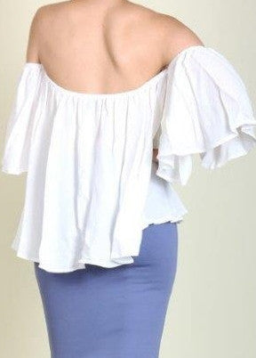 Off Shoulder Draped White Top